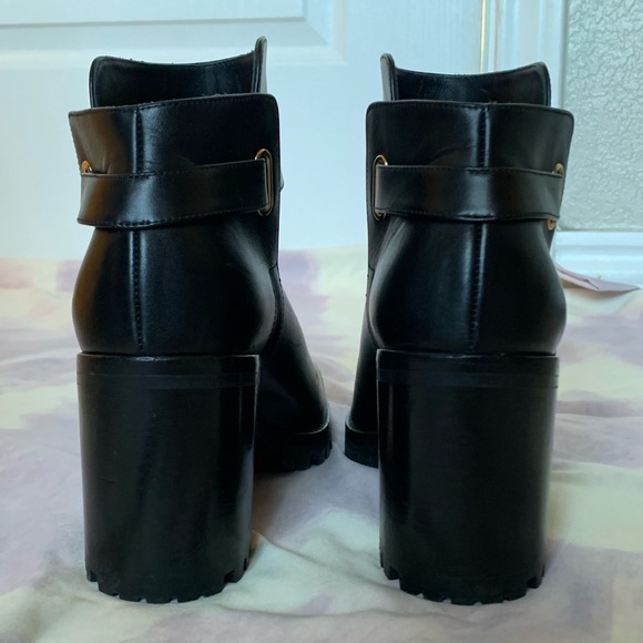 Christian Louboutin Lug Sole Black Leather Booties with Gold Hardware - Picture 9 of 13